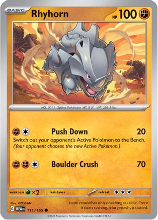 Rhyhorn (111) [SV: Scarlet and Violet 151] Reverse Holofoil - Deck Out Gaming