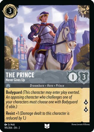 The Prince - Never Gives Up (195/204) [Rise of the Floodborn] Cold Foil - Deck Out Gaming