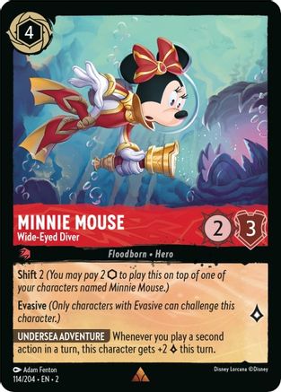 Minnie Mouse - Wide-Eyed Diver (114/204) [Rise of the Floodborn] Cold Foil - Deck Out Gaming