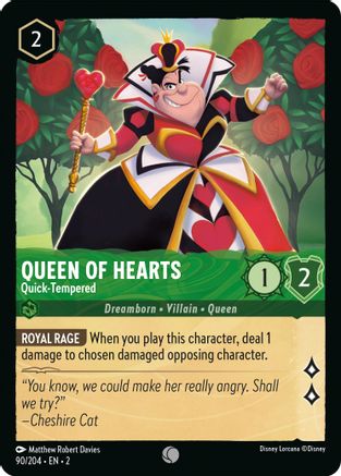 Queen of Hearts - Quick-Tempered (90/204) [Rise of the Floodborn] - Deck Out Gaming