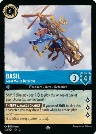 Basil - Great Mouse Detective (138/204) [Rise of the Floodborn] Cold Foil - Deck Out Gaming