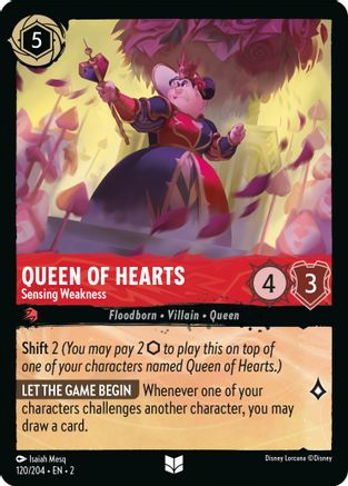 Queen of Hearts - Sensing Weakness (120/204) [Rise of the Floodborn] Cold Foil - Deck Out Gaming