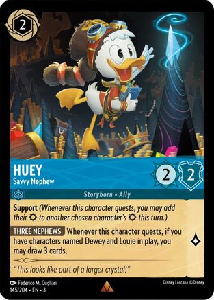 Huey - Savvy Nephew (145/204) [Into the Inklands] Cold Foil - Deck Out Gaming