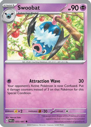 Swoobat (33) [SV: Paldean Fates] Reverse Holofoil - Deck Out Gaming