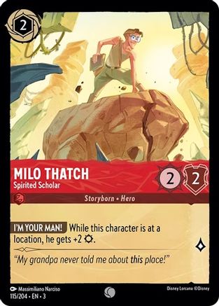 Milo Thatch - Spirited Scholar (115/204) [Into the Inklands] Cold Foil - Deck Out Gaming