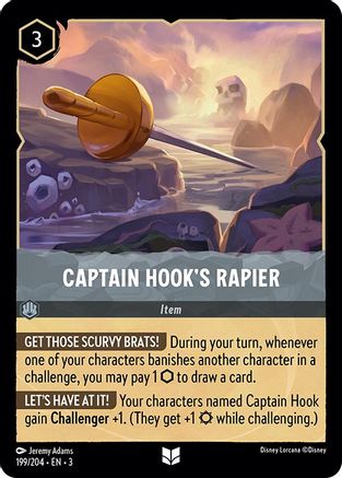 Captain Hook's Rapier (199/204) [Into the Inklands] Cold Foil - Deck Out Gaming