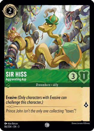 Sir Hiss - Aggravating Asp (86/204) [Into the Inklands] Cold Foil - Deck Out Gaming