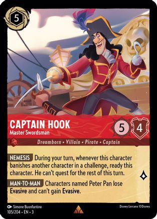 Captain Hook - Master Swordsman (105/204) [Into the Inklands] Cold Foil - Deck Out Gaming