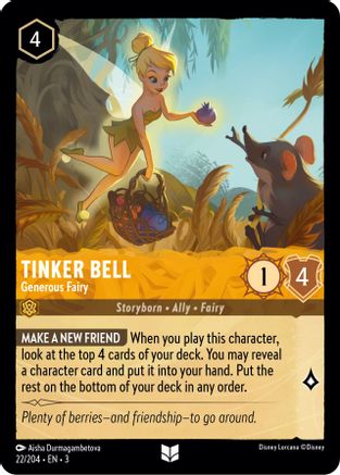 Tinker Bell - Generous Fairy (22/204) [Into the Inklands] Cold Foil - Deck Out Gaming