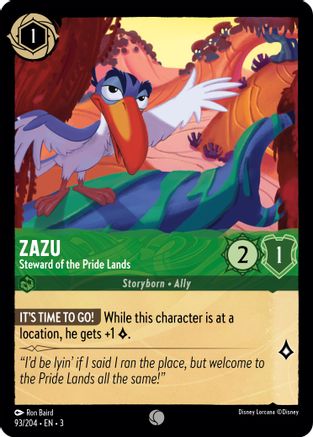 Zazu - Steward of the Pride Lands (93//204) [Into the Inklands] Cold Foil - Deck Out Gaming