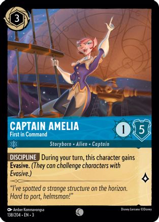 Captain Amelia - First in Command (138//204) [Into the Inklands] Cold Foil - Deck Out Gaming