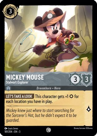 Mickey Mouse - Stalwart Explorer (181/204) [Into the Inklands] Cold Foil - Deck Out Gaming