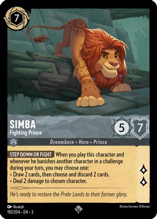 Simba - Fighting Prince (192/204) [Into the Inklands] Cold Foil - Deck Out Gaming