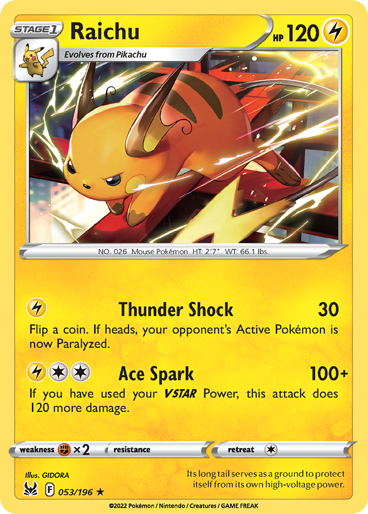 Raichu (053/196) [Sword & Shield: Lost Origin] Reverse Holofoil - Deck Out Gaming