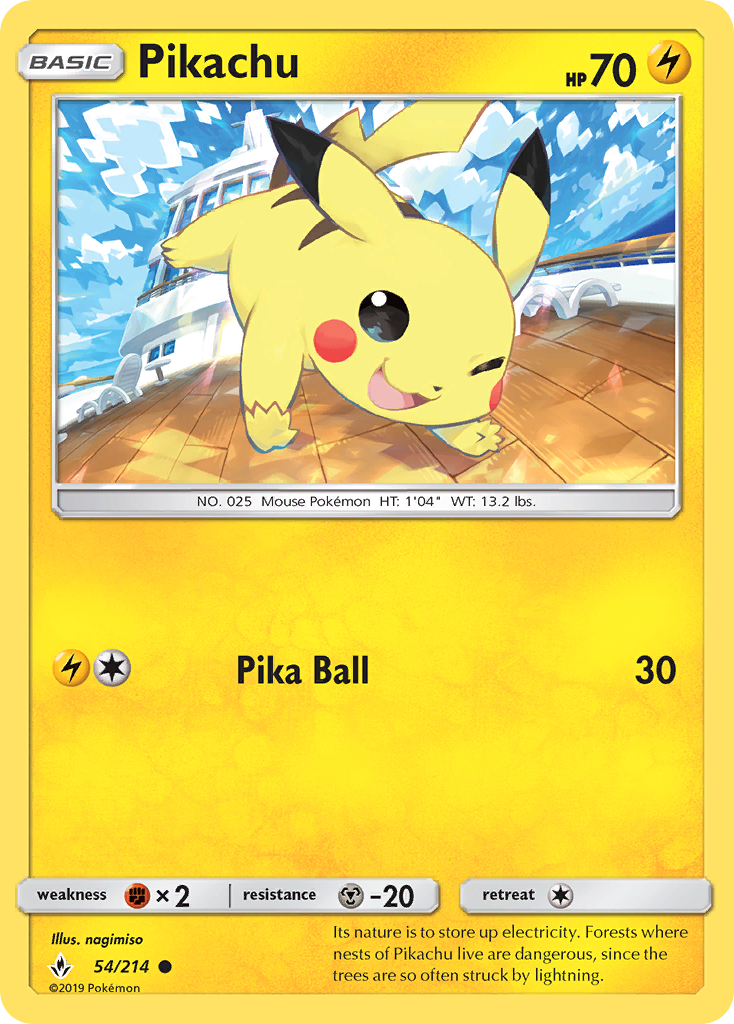 Pikachu (54/214) [Sun & Moon: Unbroken Bonds] Reverse Holofoil - Deck Out Gaming