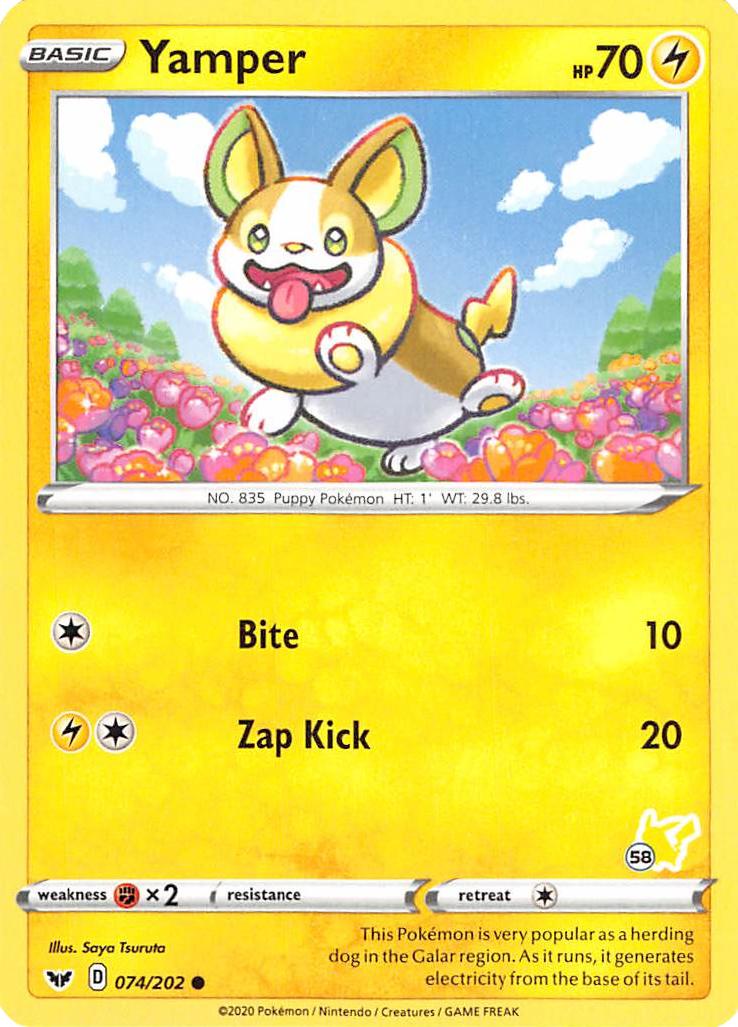 Yamper (074/202) (Pikachu Stamp #58) [Battle Academy 2022] - Deck Out Gaming