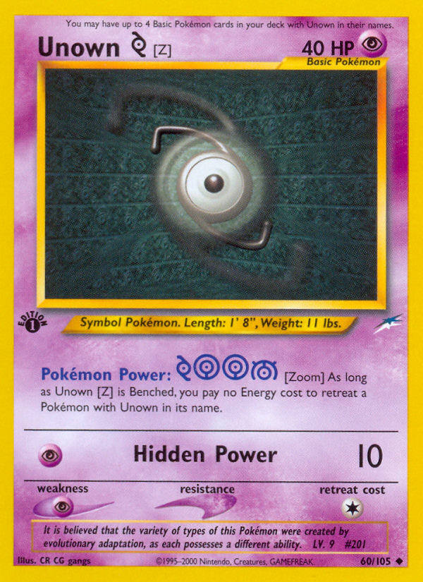 Unown [Z] (60/105) [Neo Destiny 1st Edition] - Deck Out Gaming