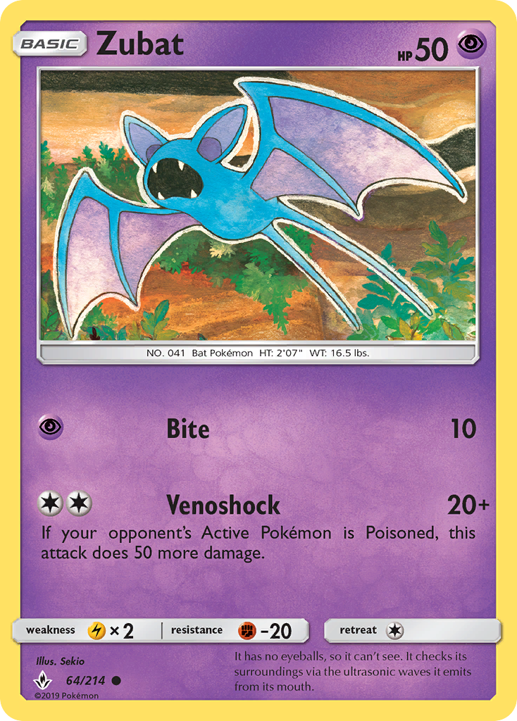 Zubat (64/214) [Sun & Moon: Unbroken Bonds] Reverse Holofoil