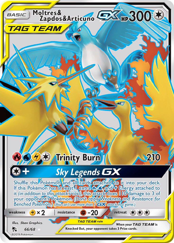 Moltres & Zapdos & Articuno GX (Full Art) (66/68) [Hidden Fates] - Deck Out Gaming