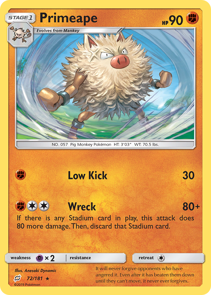 Primeape (72/181) [Sun & Moon: Team Up] Reverse Holofoil - Deck Out Gaming