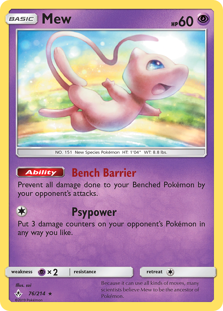 Mew (76/214) [Sun & Moon: Unbroken Bonds] Reverse Holofoil - Deck Out Gaming