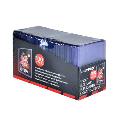 Ultra Pro Regular Toploaders With Sleeves - 3"x4" - 100 Count - Deck Out Gaming