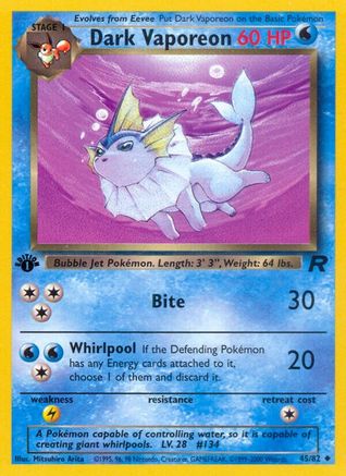 Dark Vaporeon (45) [Team Rocket] 1st Edition - Deck Out Gaming