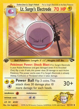 Lt. Surge's Electrode (52) [Gym Challenge] 1st Edition