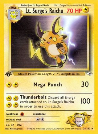 Lt. Surge's Raichu (28) [Gym Heroes] 1st Edition - Deck Out Gaming