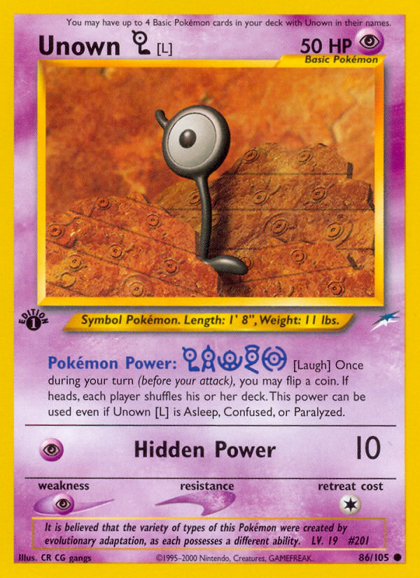 Unown [L] (86/105) [Neo Destiny 1st Edition] - Deck Out Gaming