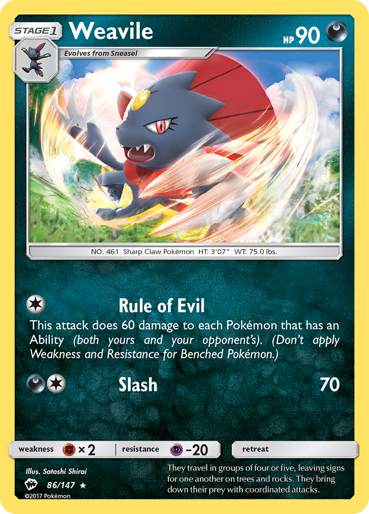 Weavile (86) [SM - Burning Shadows] Reverse Holofoil - Deck Out Gaming