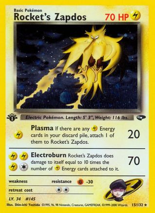 Rocket's Zapdos (15) [Gym Challenge] 1st Edition Holofoil - Deck Out Gaming