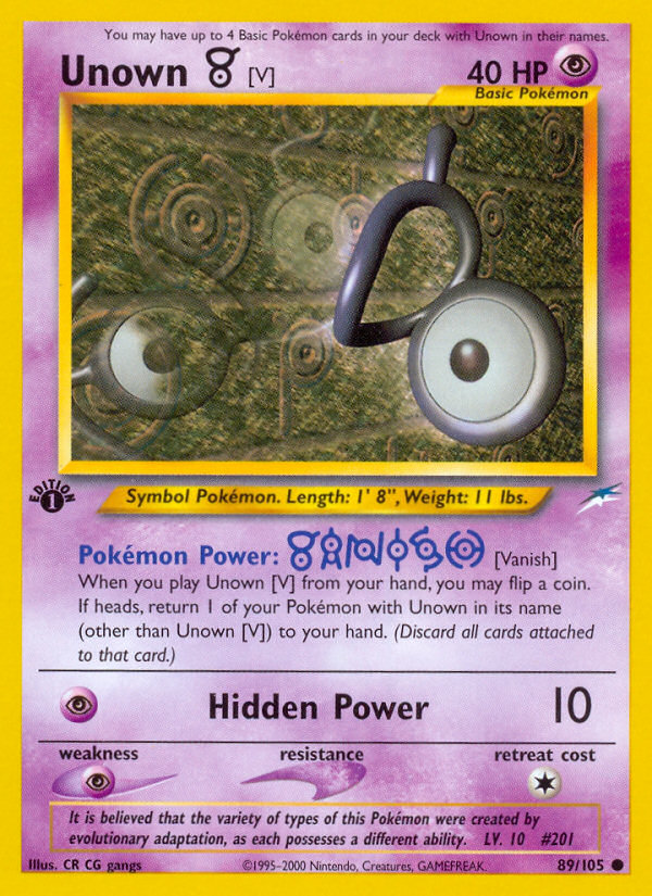 Unown [V] (89/105) [Neo Destiny 1st Edition] - Deck Out Gaming