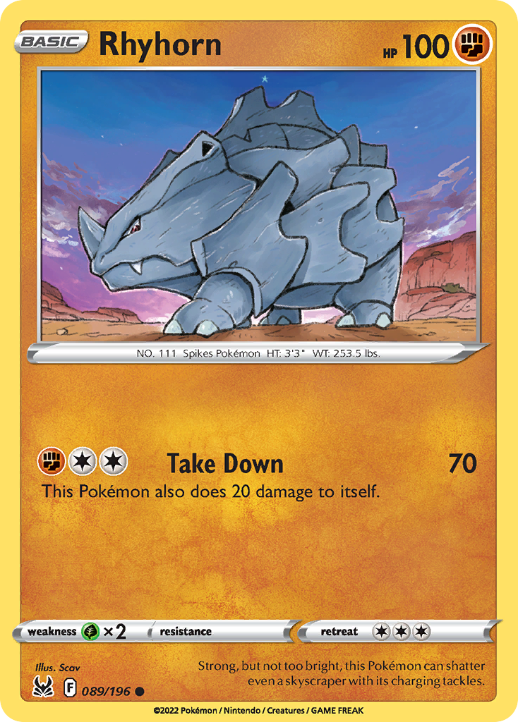 Rhyhorn (089/196) [Sword & Shield: Lost Origin] Reverse Holofoil - Deck Out Gaming