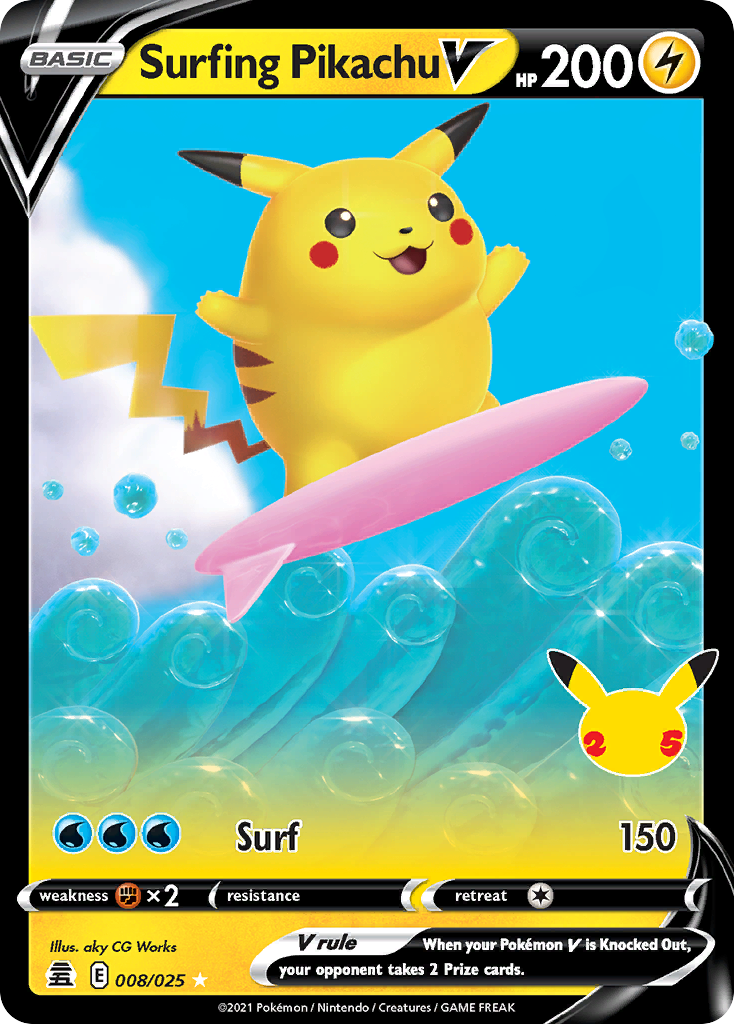 Surfing Pikachu V (008/025) [Celebrations: 25th Anniversary] - Deck Out Gaming