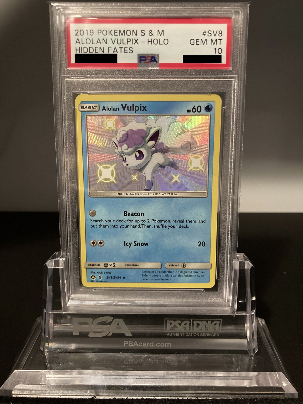 Alolan Vulpix - Hidden Fates  - SV8 - PSA 10 - Deck Out Gaming