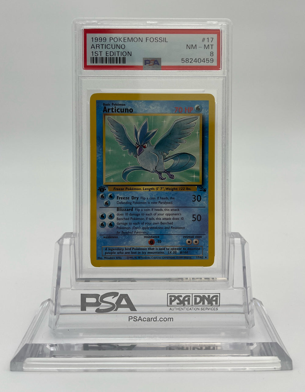 Articuno - Fossil 1st Edition - 17 - PSA 8 - Deck Out Gaming