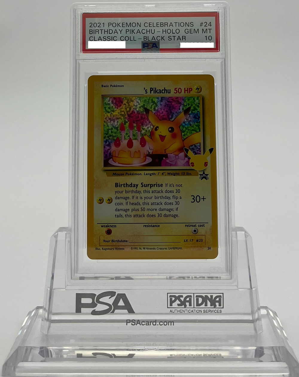 Birthday Pikachu - Celebrations Classic Collection - 24 - PSA 10 - Deck Out Gaming