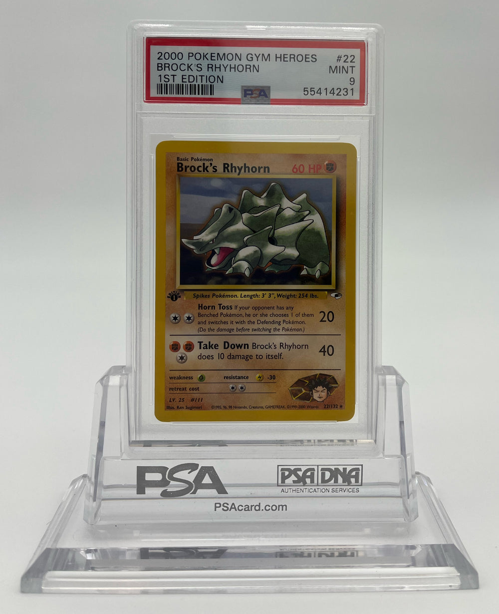 Brock's Rhyhorn - Gym Heroes 1st Edition - 22 - PSA 9 - Deck Out Gaming