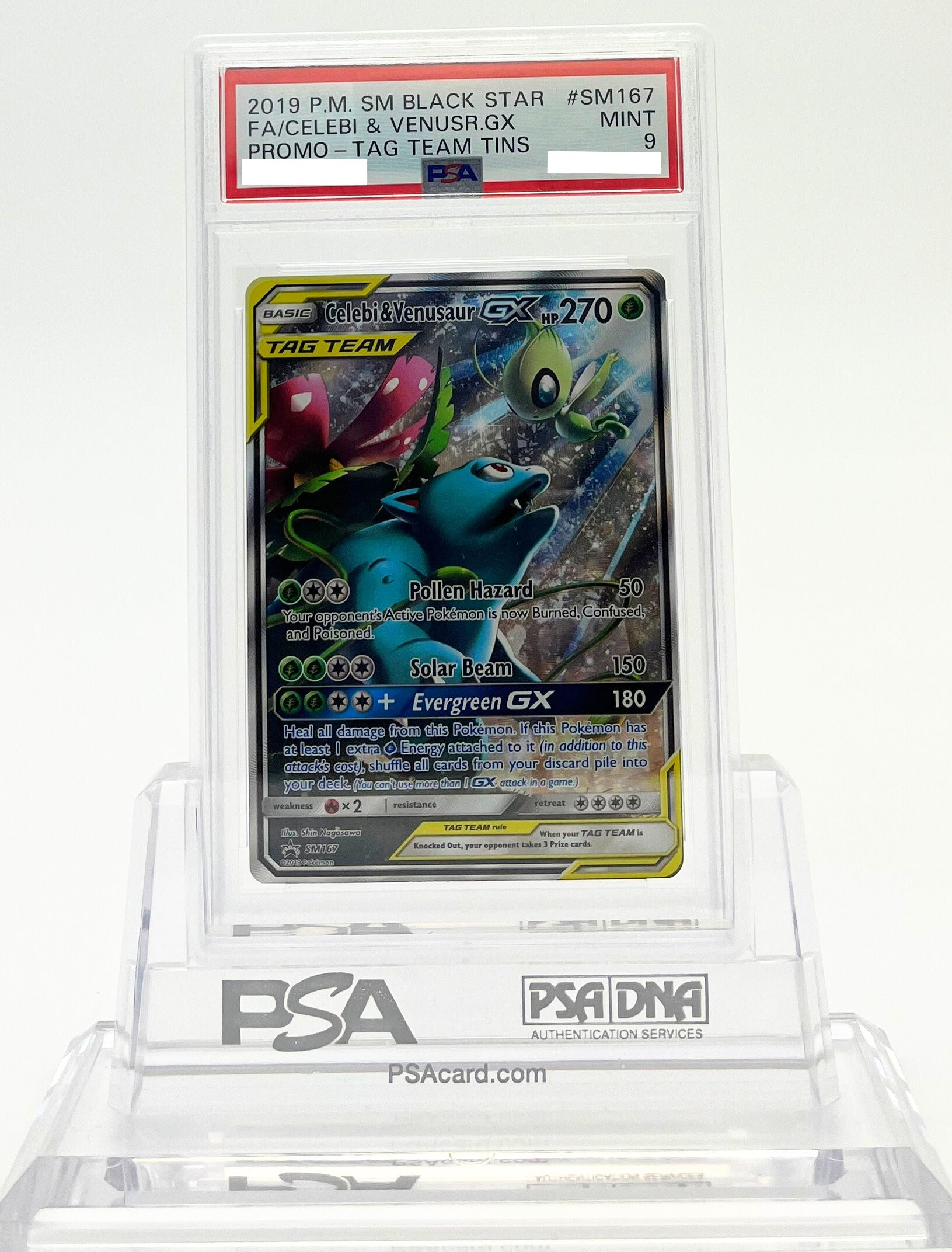 Celebi & Venusaur GX - SM Promos - SM167 - PSA 9 - Deck Out Gaming