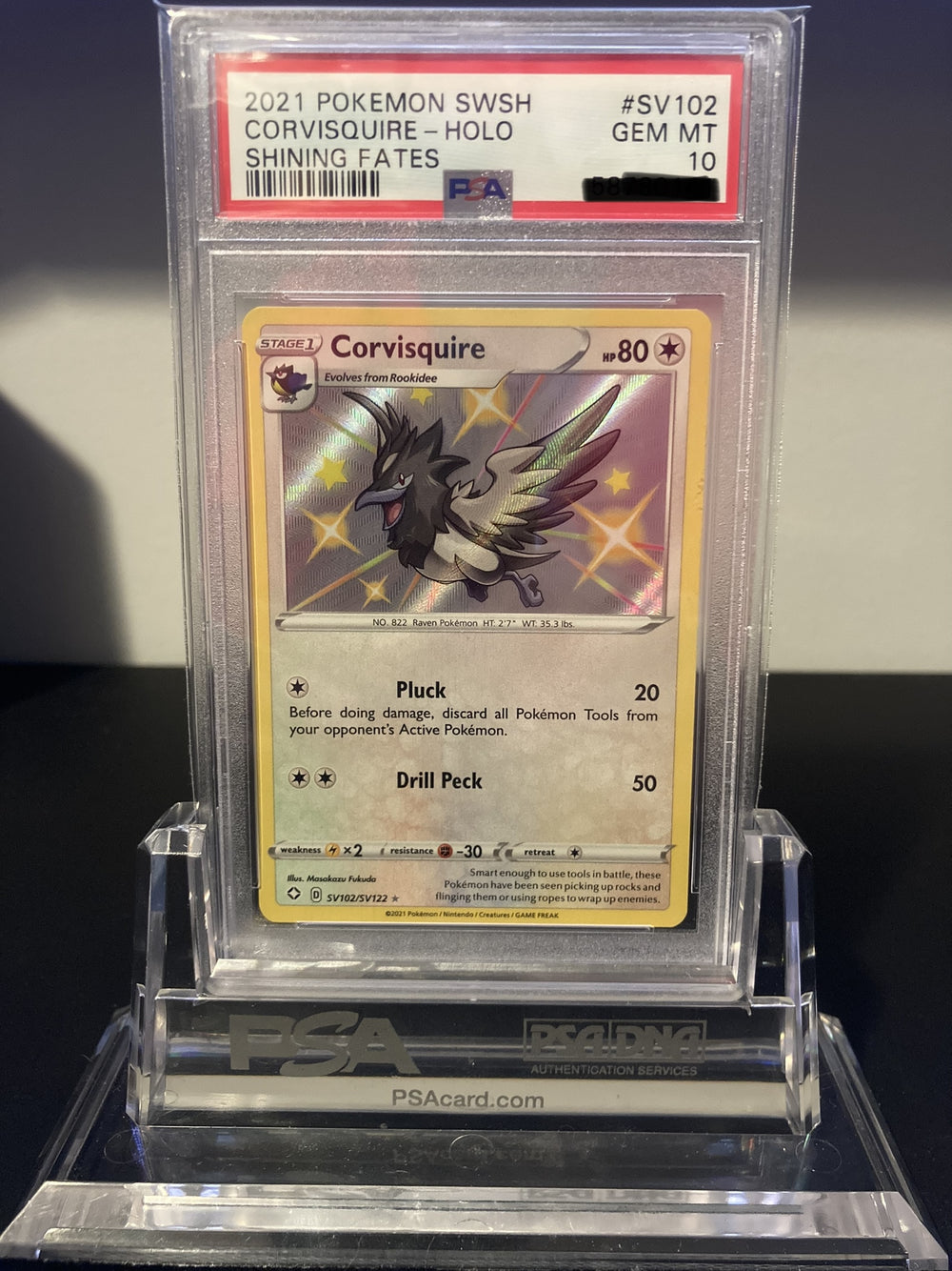 Corvisquire - Shining Fates Shiny Vault - SV102 - PSA 10 - Deck Out Gaming