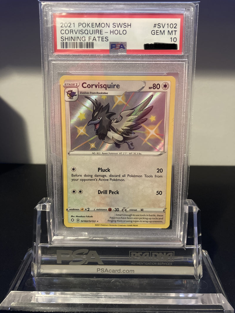 Corvisquire - Shining Fates Shiny Vault - SV102 - PSA 10 - Deck Out Gaming