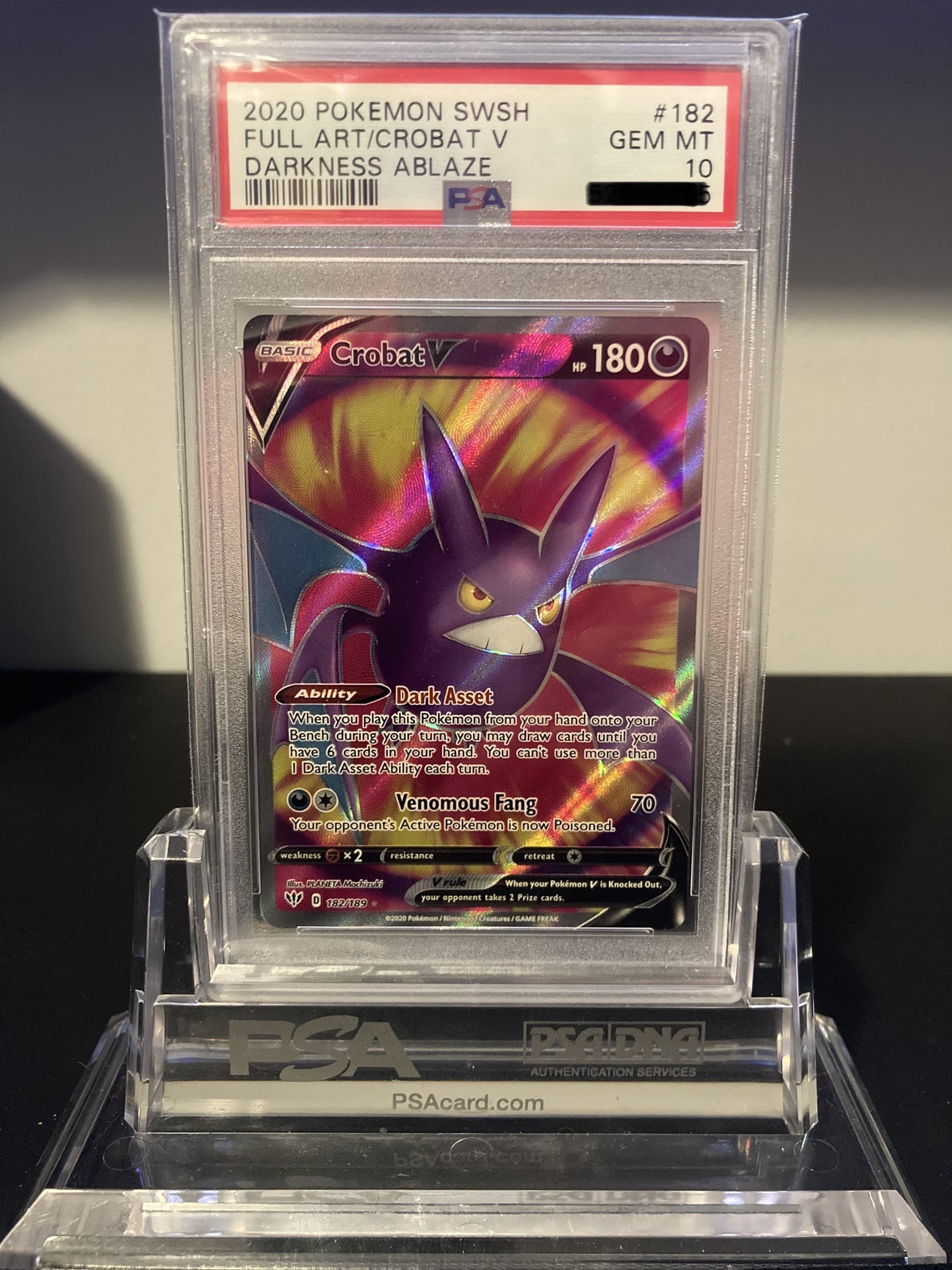 Crobat V - Darkness Ablaze - 182 - PSA 10 - Deck Out Gaming