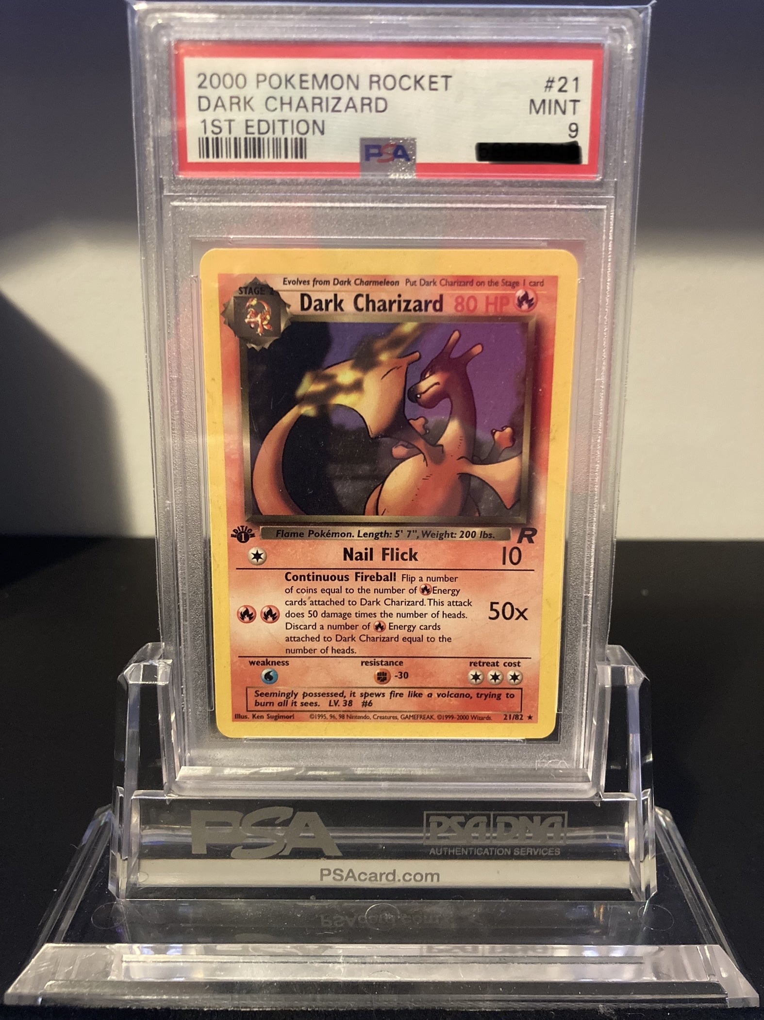 Dark Charizard (Non-Holo) - Team Rocket 1st Edition - 21 - PSA 9 - Deck Out Gaming