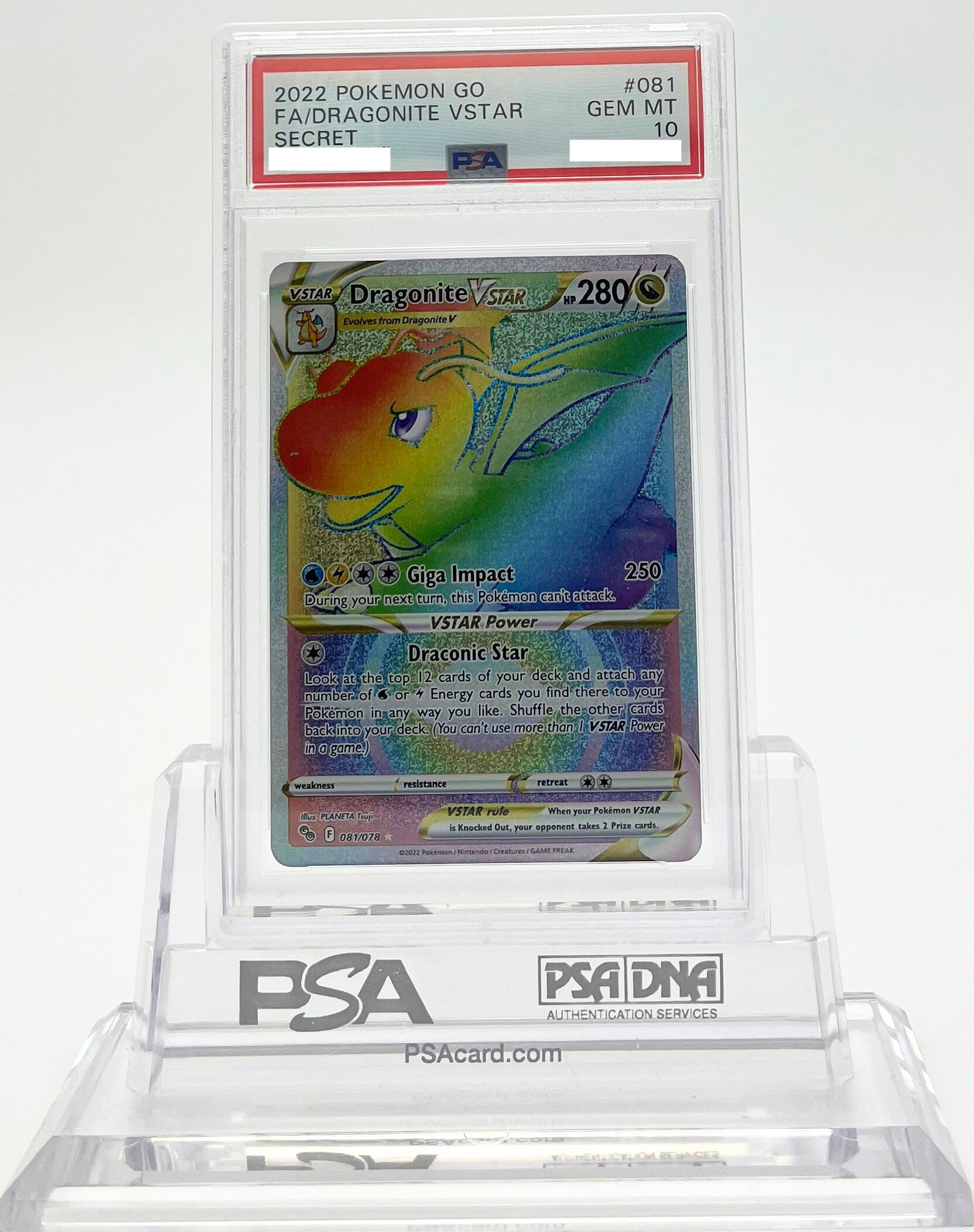 Dragonite VStar - Pokemon GO - 081 - PSA 10 - Deck Out Gaming