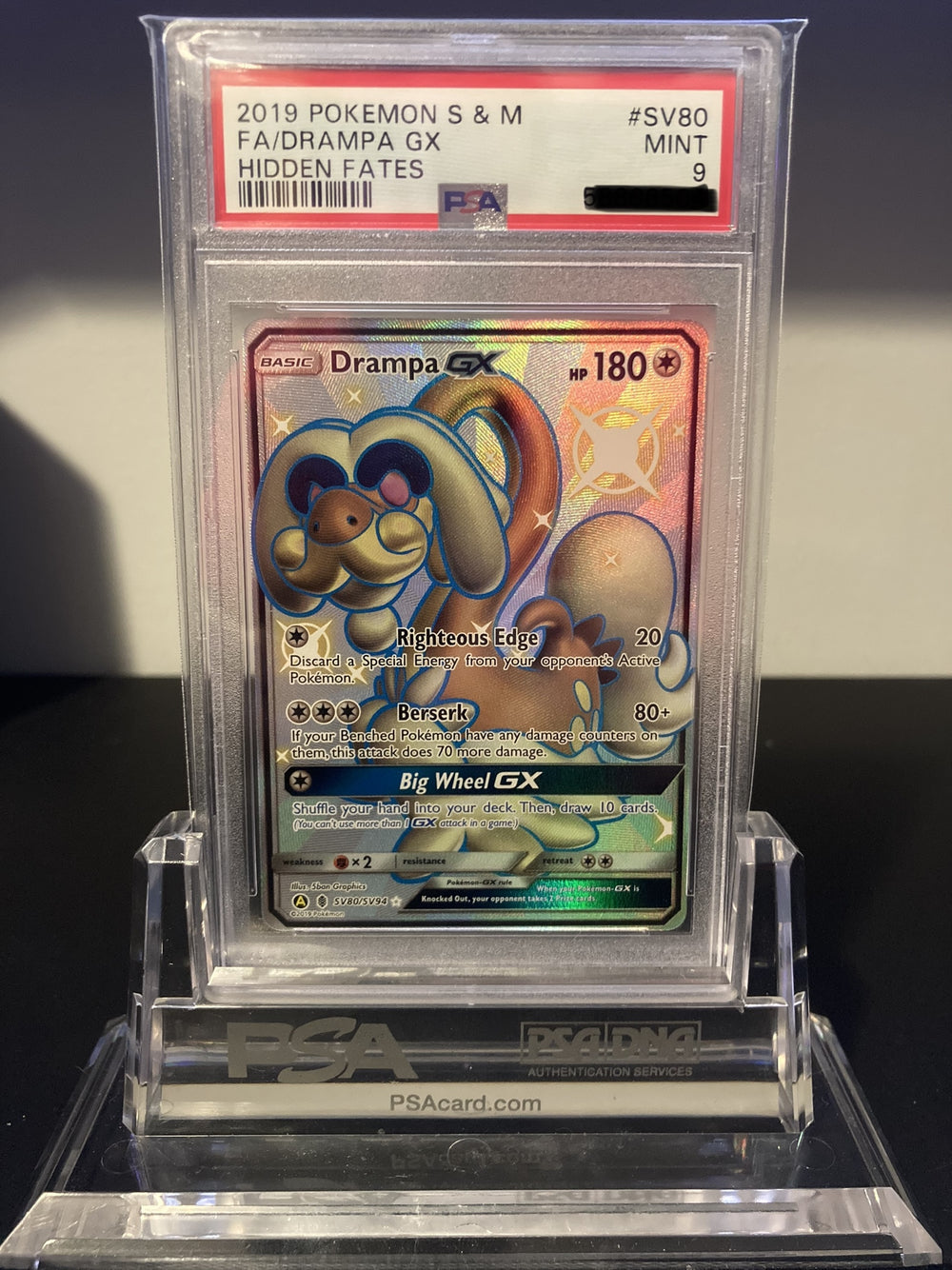 Drampa GX - Hidden Fates - SV80 - PSA 9 - Deck Out Gaming