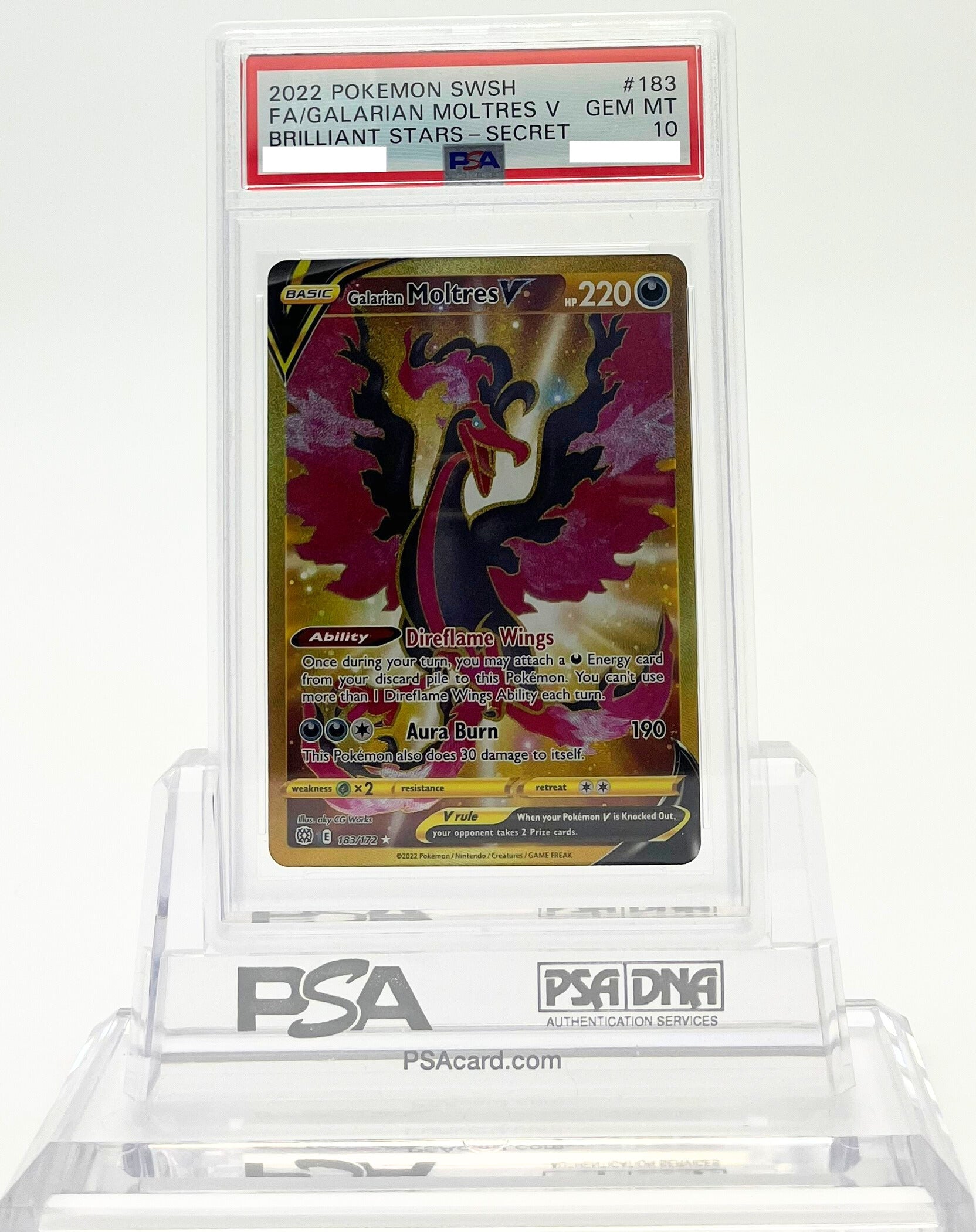 Galarian Moltres V - Brilliant Stars - 183 - PSA 10 - Deck Out Gaming