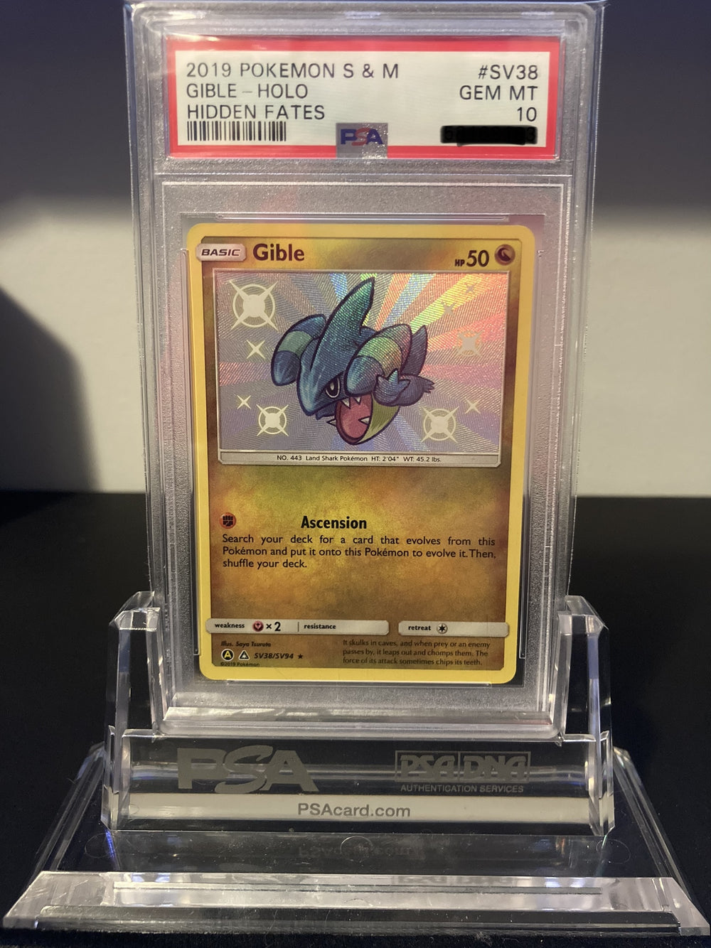 Gible - Hidden Fates - SV38 - PSA 10 - Deck Out Gaming