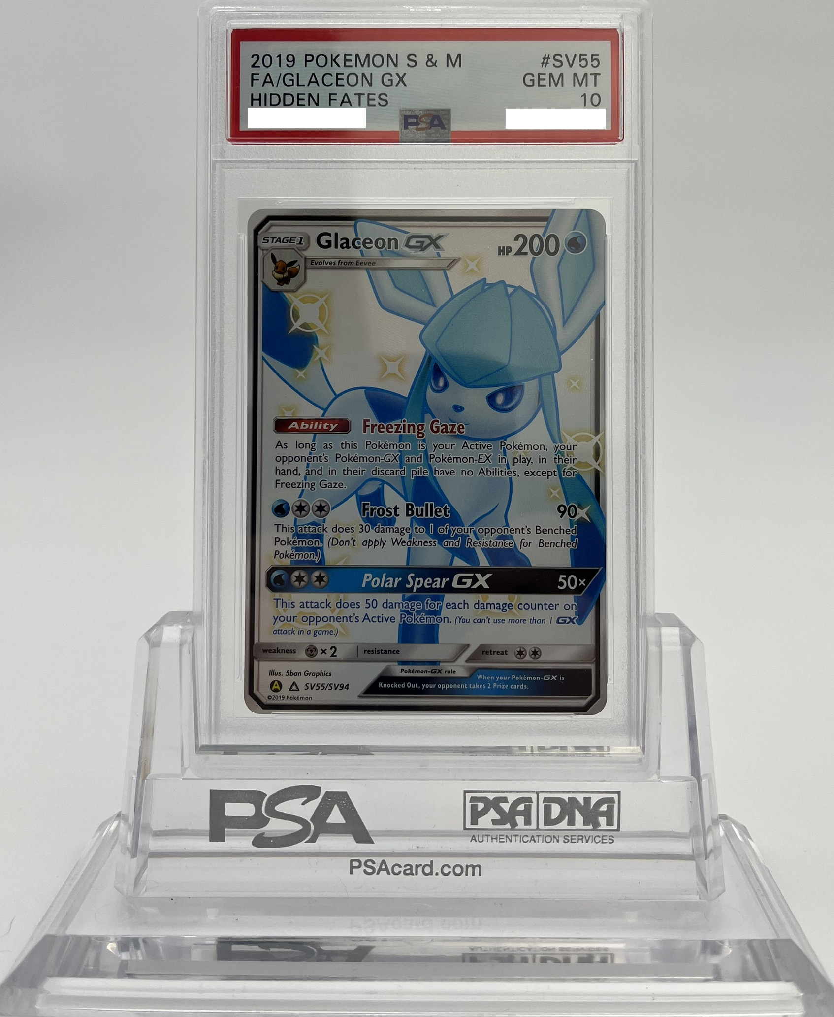 Glaceon GX - Hidden Fates - SV55 - PSA 10 - Deck Out Gaming