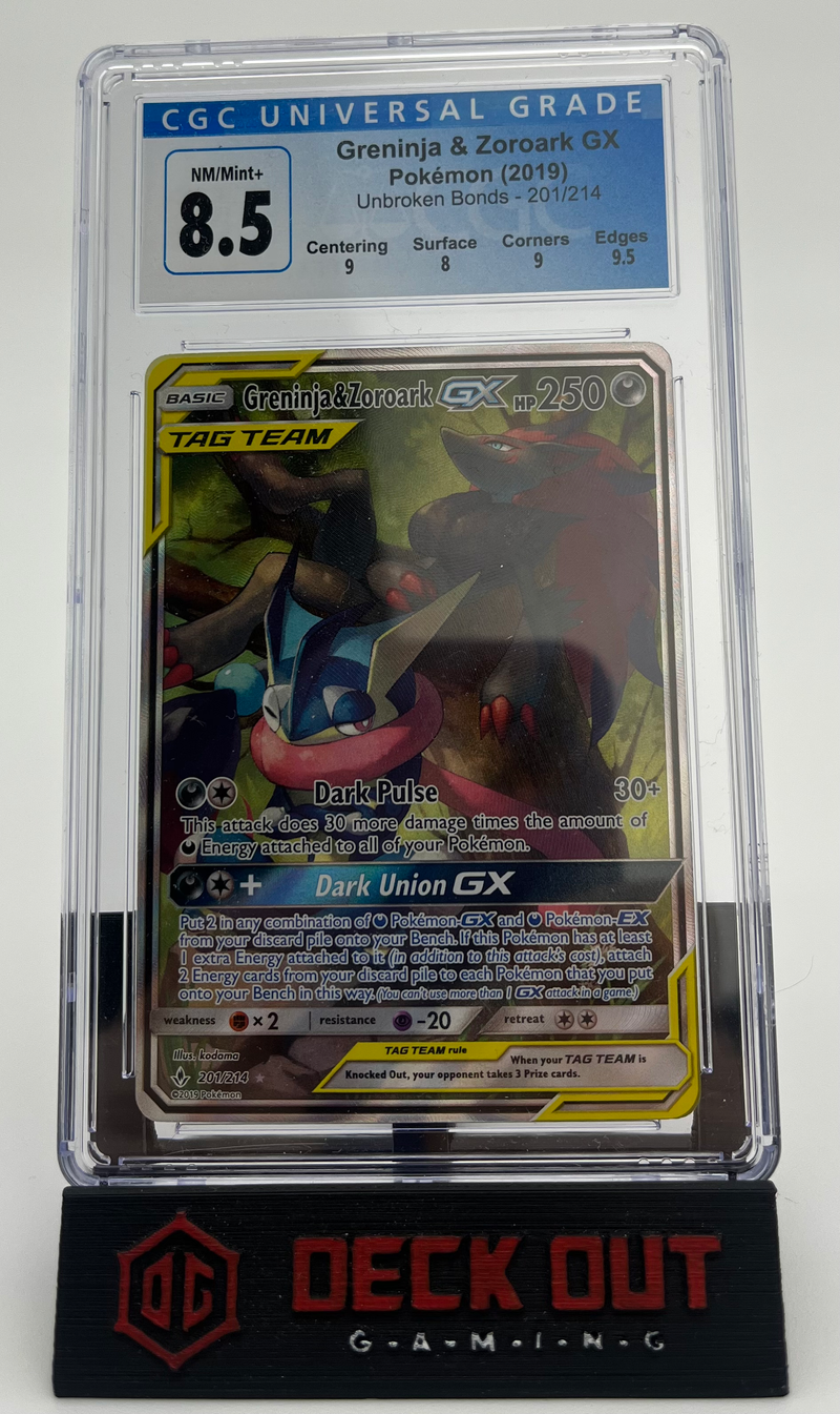 Greninja & Zoroark GX - Unbroken Bonds - 201 - CGC 8.5 (9.0/8.0/9.0/9.5) - Deck Out Gaming